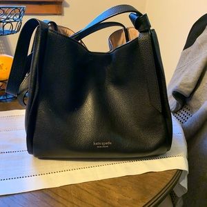 Kate spade New York knott Pebbled leather large shoulder bag black